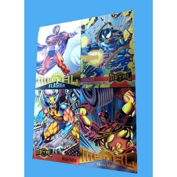 Marvel Metal 1995 Inaugural Edition Uncut Promo Sheet Flasher Iron Man Venom - Picture 1 of 12